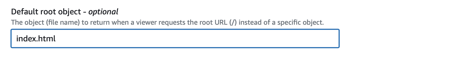 AWS CloudFront Default root object
