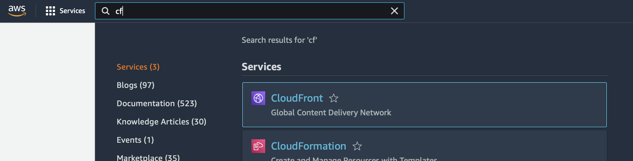 AWS Console CloudFront